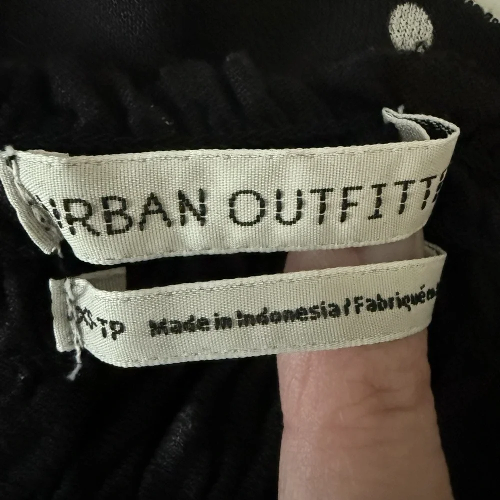 Urban Outfitters Peasant Blouse Womens XS Black Polka Dot Milkmaid Whimsigoth